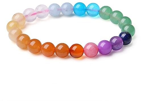 XIANNVXI Chakra Armband Bunte Perlenarmband Kristalle Echte Steine Armbänder Damen 8mm
