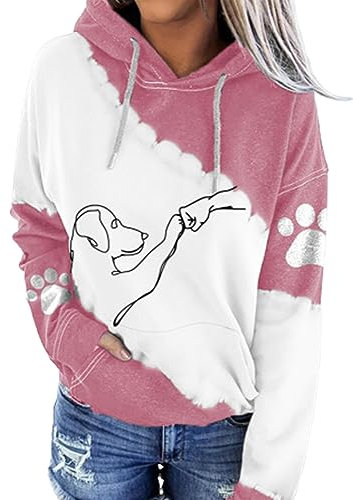NAKEAH Sweat à capuche à manches longues avec cordon de serrage pour femme, Rose, S