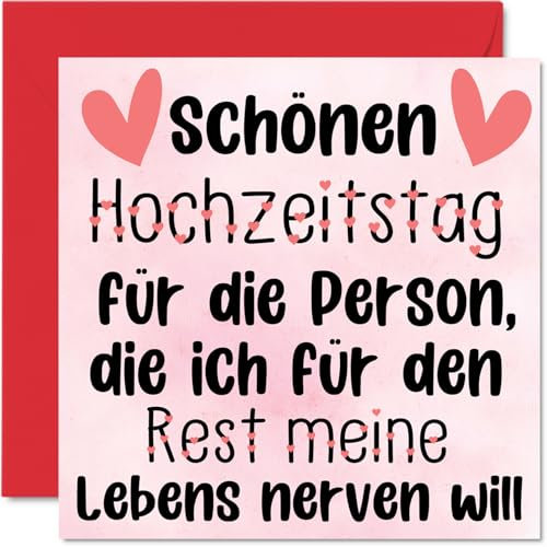 Niedliche Jubiläumskarte für Freund, Freundin, Ehemann, Ehefrau – Schönen Jahrestag – herzliche Hochzeitstagskarte für Frauen, Männer, sie, ihn, 145 mm x 145 mm, Grußkarten für Verlobte, Verlobte