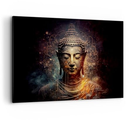 Wandbilder Dekoration Wohnzimmer Buddha Meditation Religion Bilder auf Leinwand 120x80cm Leinwandbild Schlafzimmer Küche Deko Wand Kunstdruck Art Groß XXL Wanddeko Bild Wall Decor Canvas AA120x80-5775