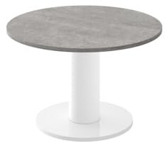 Design Couchtisch rund HSO-111 80cm Hochglanz Tisch, Farbe:Beton - Weiß Hochglanz