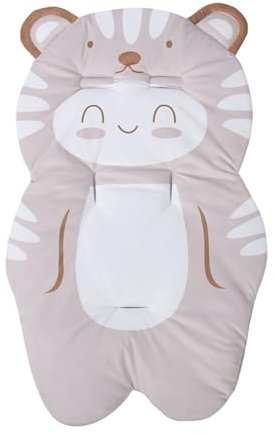 Cute Pram Liner Car Seat Insert Cartoon Bear Baby Stroller Seat Cushion Universal Buggy Head and Body Support Cushion for Infant Newborn Soft Soothing Baby Cushion Pad for Pushchair Baby High Chair