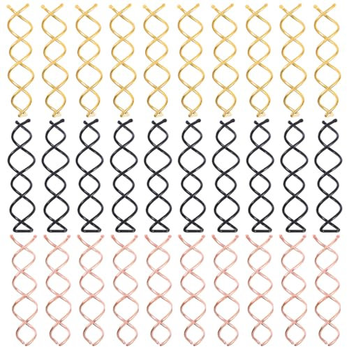 POPETPOP 60 Pcs Hair Dryer Spiral Hairpin Spiral Bobby Pins Messy Bun Tool Hair Styling Rollers Corkscrew Hair Pins Metallic Hair Clips Twists Screw Hair Clips Invisible Alloy Miss Headgear