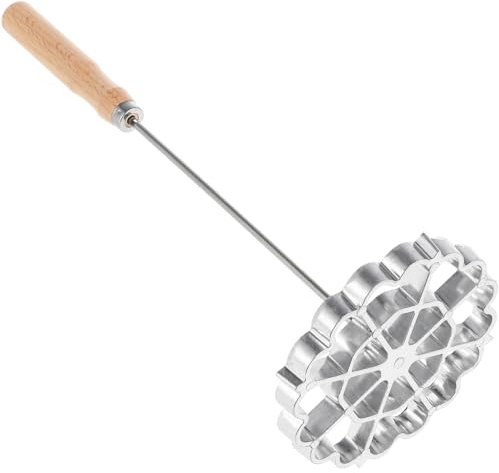 Amosfun Moules à beignets avec manche en bois rosette suédoise Moule à gaufres Moule Achappam Moule pour biscuits, pâtisserie, moule pour faire des beignets de fleurs Moule pour desserts