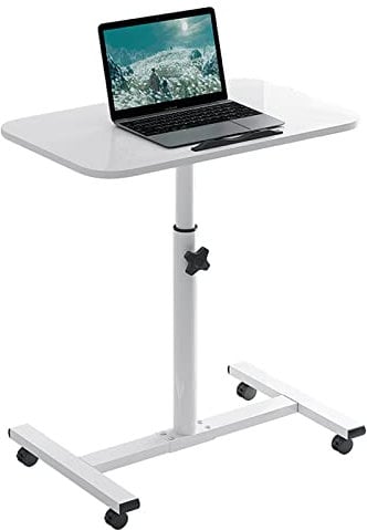 Höhenverstellbarer mobiler Computertisch – Rollbarer Sitz-Steh-Arbeitstisch mit Rollen – tragbarer Tabletttisch für kleine Räume Home Office, Schlafzimmer – Stehpult mit verstellbarer Höhe