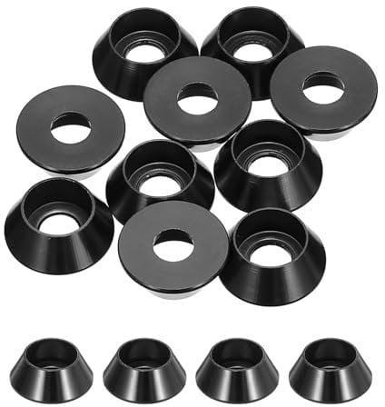 sourcing map M5 Kegel-Unterlegscheiben, eloxierte Aluminium-Dichtungen, Cup-Kopf-Unterlegscheibe, Dichtung für Schrauben RC/FPV/PC/Drohne/mechanisches Zubehör, Modellteile, 10 Stück (schwarz)