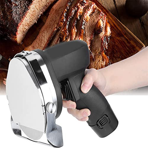 Affettatrice Shawarma Coltello Kebab, Affettatrice elettrica giroscopica, Taglierina per Carne Commerciale in Acciaio Inossidabile 304 Portatile Spessore Regolabile 0-8 mm,BlackCordless (Blackcordle