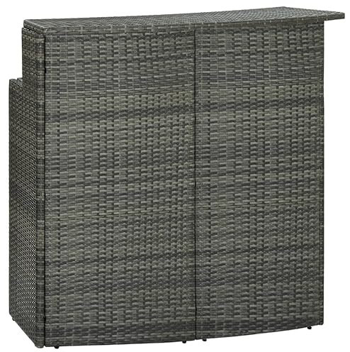 Chaduof Garten-Bartisch, Gartentisch, Balkontisch, Balkonmöbel Kleiner Balkon, Balkon Tisch, Beistelltisch, Grau 120x55x110 cm Poly Rattan