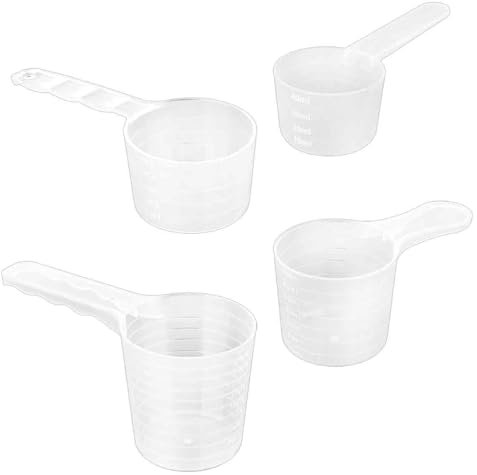 4Pcs Measuring Spoons Cup Measurements Set 100 ml 70 ml 50 ml 40 ml Plastic Scoop Baking Accessories Spoons for Washing Powder for Milk Powder Protein Powder Flour Kitchen Supplies Bakery