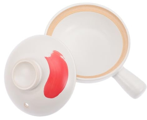 CIYODO Haushalts-backofen-topf Griff Zum Kochen Und Warmhalten Von Eintöpfen Für Herdarten Geeignet Kleiner Einflammiger Topf Weiß Mit Muster