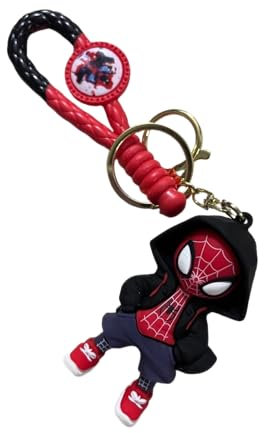 AULOOS Porte-clés 3D SpidMan en métal pour garçons et filles, noir, Large