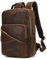 Men's Vintage Full Grain Leather Backpack for 15.6 Inch Laptop Rucksack Work Bag Anti Theft Travel Business Backpacks, 1825 Brown