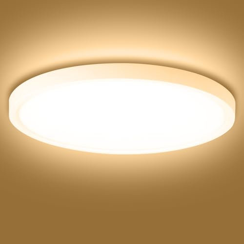 Hondony Led Deckenleuchte Flach 60W, Wasserfest, Ø40cm 3200LM 3000K, Rund Lamp Deckenlampen für Badezimmer, Schlafzimmer, Küche, Flur, Weiß
