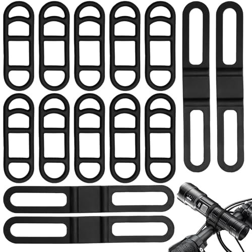 Aerzouser 14 Stück Sigma Rücklicht Gummi,Fahrrad Silikonband,Fahrradlicht Gummi ,Taschenlampe Gummiband Halterung, Geeignet für LED-Leuchten, Fahrradlichter, Taschenlampen usw (14 Stück 2 Stile)