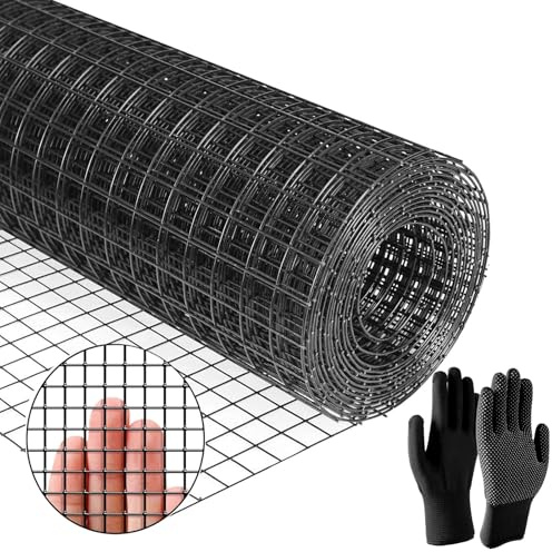 Black Rodent Mesh,Black Vinyl Welded Wire Fencing Rodent Proofing Wire Metal Mesh, Galvanised Wire Mesh Roll,Welded Mesh Panels. Stop Rat, Mouse, Squirrel & Bird Access Internal (Black, 400mm x 6m)
