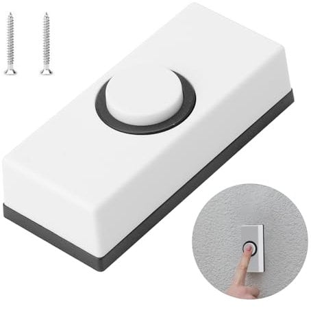 Universal Wired Doorbell Push with 2Pcs Screws, Wired Door Bell Button Doorbell, Wall Mounted Weatherproof Plastic Wired Doorbell Button Fits Most Doorbell Chimes for Home Warehouse Garage