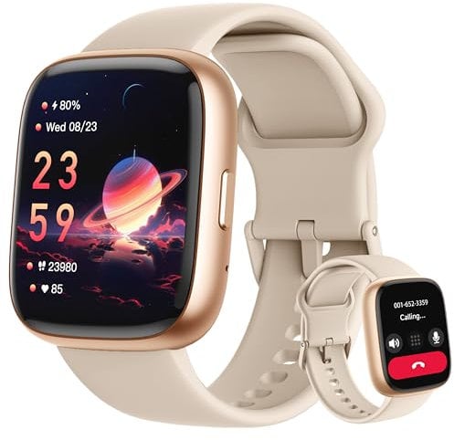 LODIMEKE Reloj Inteligente Mujer con Alexa, Llamadas Bluetooth IP68 Smartwatch Deportivo con Whatsapp Mensajes, Monitor SpO2/Sueño/Estrés/Cardíaco Regalo Reloj para Android iOS