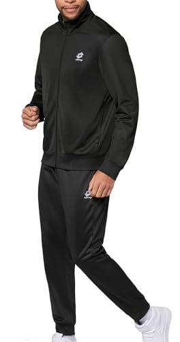 Lotto Trainingsanzug Herren schwarz Größe 5XL I Sportanzug Regular Fit aus 100% Polyester I Freizeitanzug mit elastischem Bund & praktischen Seitentaschen I Jogginganzug