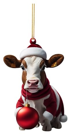 Weihnachtsdeko Zum Aufhängen, Weihnachtsbaumschmuck Kuh, Lustiger 2D-Acryl-Kuh-Weihnachtsbaumschmuck, 2D Kuh Dekorative Ornamente, Christbaumschmuck Weihnachtsschmuck Geschenk