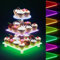WUHUHAI Cupcake-Ständer, 3 Etagen, transparent, quadratisch, Acryl, Cupcake-Turm mit integrierten, verstellbaren LED-Lichterketten, perfekt für Hochzeit, Babyparty, Geburtstagsparty