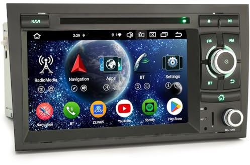 Erisin 8-Kern Android 14 Carplay 4+64GB Autoradio für Audi A4 S4 RS4 8E 8F, Seat Exeo DVD GPS Navi Carplay Android Auto DSP Bluetooth 5.0 WiFi Canbus Touchscreen