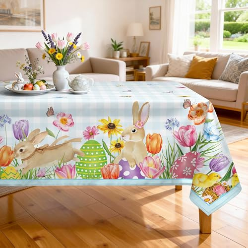 Arquiel Ostern Tulpen Polyester Tischdecke Rechteckig 140 x 180 cm Waschbar