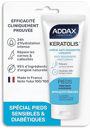 ADDAX KERATOLIS® – Crème anti-rugosités lissante – PIEDS 50 ML – Talons fendillés, callosités, peaux épaissies