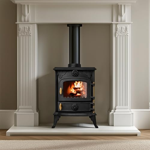 NRG Defra 5KW Cast Iron Multi Fuel Stove, Wood Burning Fireplace Heater | Free Standing Indoor Stove for Living Room & Bedroom, High Efficiency