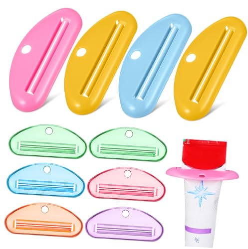 Anneome 10 Stück Bunter Zahnpasta Tubenquetscher aus Robustem Kunststoff Glatte Oberfläche Leichter Kraftaufwand Praktisches Bad und Kosmetikzubehör für Zahnpasta Make Up Zufällige Farbe