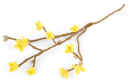 Gry & Sif Handgemacht & Fairtrade-Zertifiziert Stilvolles dänisches Design x Napali Kunsthandwerker | Zweige aus Filz - Künstliche Blumen für Wohnzimmerdekoration | Gelb