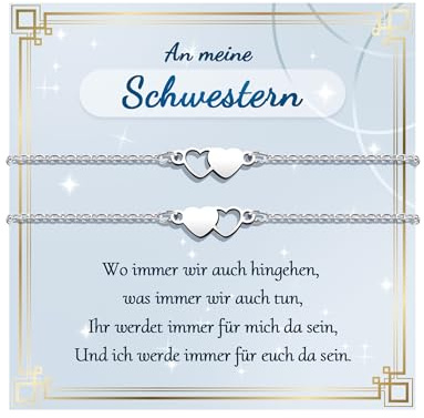 YELUWA 2/3/4 Pcs Schwestern Herz Armbänder, Geschenke Schwester, Schwester | Geburtstagsgeschenke für Frauen Weihnachten Einzigartige Ideen Geschenk für Große & Kleine Schwestern Geburtstag Valentinstag