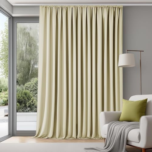 Deconovo Verdunklungsvorhänge Kräuselband für Schienensystem Gardinen Creme | 1er Set, H 175 x B 280 cm, Thermogardine, Hitzeschutz, für Wohnzimmer, Sichtschutz, Wärmehaltung, Wohnzimmer Deko, Schienensy