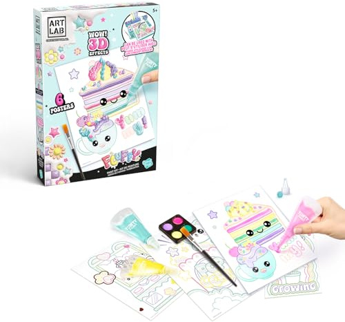 C Toys Art Lab Fluffy Paint Kit, 3D Paint Set, Erwecken Sie Ihre Designs mit 3D-Farbe zum Leben! Tolles Kit für angehende Künstler, Pastellfarben, Rosa, Lila, Blau, 4 x 17,5 x 25 cm, Pastelltöne
