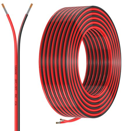 12AWG 2Leiter 15.3Meter 2x3.31mm² Elektrischer Draht,Rotes Schwarzes Kabel,Flexibles Niedrigspannungs-PVC-Kupferbekleidetes Aluminium-Verlängerungskabel für Auto-Lautsprecherdraht,LED-Draht,12V/24V DC