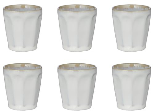 BUTLERS 6er-Set Espressotassen Steinzeug - BERGAMO - spülmaschinenfest | Farbe Weiß - 70 ml - Mokkatassen für Espresso & Mokka - Espressobecher für Macchiato