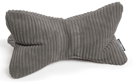 mokebo Lesekissen aus Cord 'Der Leseknochen' Made in Germany, ergonomisches Nackenkissen aus weichem Cord-Stoff, Flexible Stütze für Bücher, E-Books oder Tablets, Sofakissen in Anthrazit