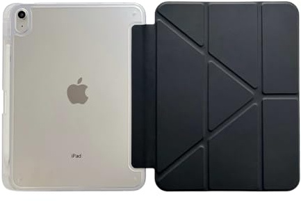 Maikavtouk Case for iPad Mini 6 2023/ Mini 7 (A17 Pro) 2024 (8.3 Inch),Trifold Bracket & Pencil holder,Transparent Acrylic Back Shell,Shockproof Lightweight Leather Stand Clear Cover (Black)