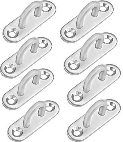 Belle Vous M5 Edelstahl Ösen Halterung (8 Stk) – Stabile U-Förmige Wandhalterung Öse Augplatte mit Haken Rechteckig (50x17mm) bis 40kg Gewicht – Metall Befestigung Ring Wandöse Wandhaken zum Aufhängen