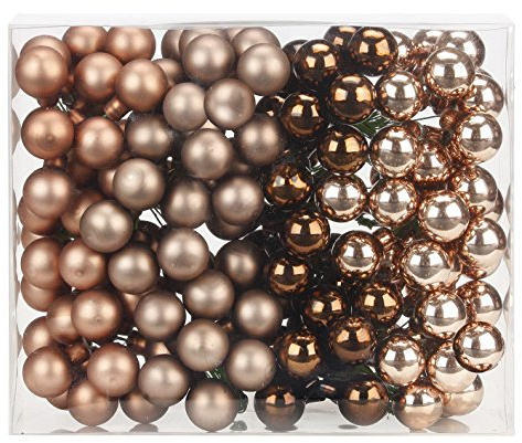 Magic 144 Spiegelbeeren Kugeln am Draht 2,5cm Weihnachtskugeln Baumkugeln Baumschmuck Weihnachtsdeko Kugeln Glaskugeln Set Christbaumschmuck 25mm - Elegant Lounge (Schokolade braun)