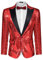 Coofandy Herren Glänzende Pailletten Jackett Blazer mit einem Knopf Smoking für Party, Hochzeit, Bankett, Prom groß rot