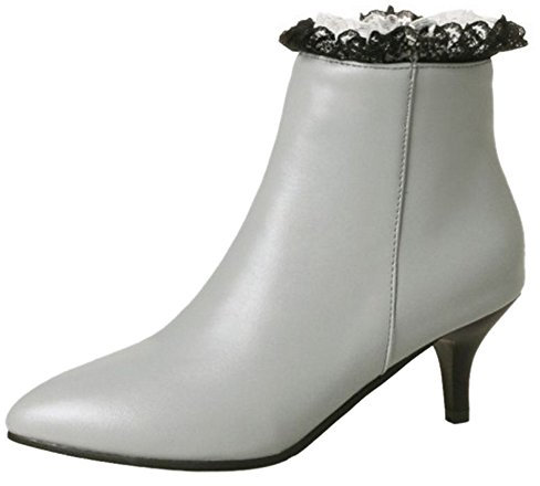 Smilice Stivali da donna Dolce Stivaletti Kitten Tacco Cerniera Stivali, grigio., 43 EU