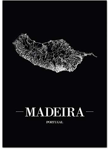 JUNIWORDS Stadtposter - Wähle Deine Stadt - Madeira - 40 x 60 cm Poster - Schrift A - Schwarz