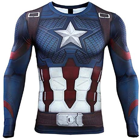 CosIdol Herren Kompression Super Held Logo Fitness Laufen Sport Kurzarm Gym Bekleidung Für Workout/Training/Cosplay 2XL
