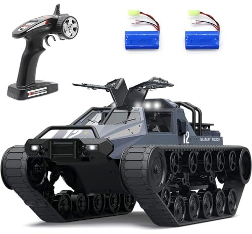 Mostop Remote Control Crawler High Speed Tank Off-Road 4WD RC Car 2.4 Ghz RC Army Truck 1/12 Drift Tank RC Tank Age 8+ for Kids Adults
