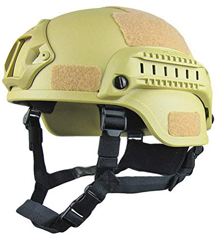 Jitong Casque Tactique Style Militaire Casque de Extérieur avec Vision Nocturne Sport Camera Mount pour CQB Tir Airsoft Paintball - Couleur Sable