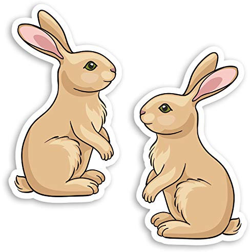 2 x 10 cm süße braune Hasen Vinyl-Aufkleber – Kaninchen Kinder Aufkleber #29074
