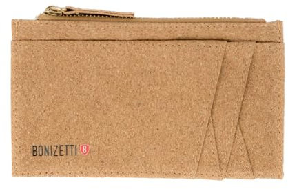 Bonizetti Kartenetui CAIRO - Kartenhalter mit Münzfach 14 x 0,5 x 7,5cm aus veganem und nachhaltigem Kork Natur-Kork fein Slim Wallet, Portemonnaie