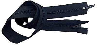 TOMASELLI MERCERIA Cerniera Chiusura Zip Spirale Nylon Catena 6 Divisibile 2 Cursori Lunga Cm 80 - Nero
