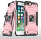 UEEBAI Case for iPhone 7 Plus iPhone 8 Plus iPhone 6 Plus 6S Plus, Military Grade Armor Ring Holder Case Ultra Slim Shockproof TPU Bumper Hard PC Case Rotatable Ring Kickstand Cover - Rose Gold