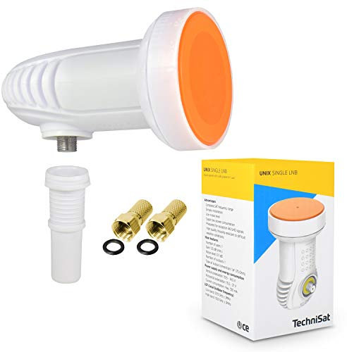 TechniSat Single LNB für 1 Teilnehmer TV Receiver direkt Anschluss mit Wetterschutz Unix digital UHD 4K Ultra HD Full HDTV + 2 F-Stecker